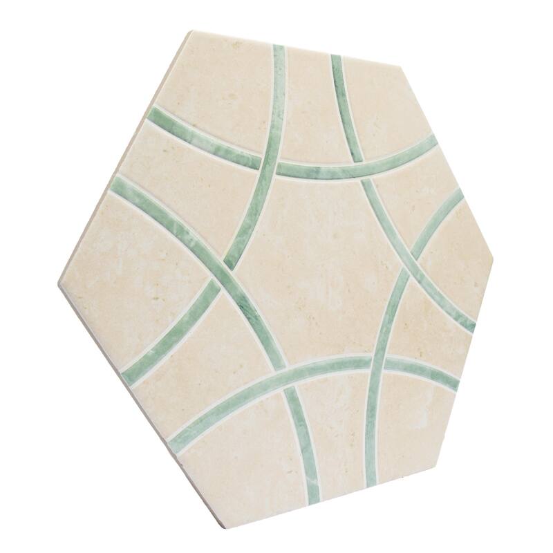 Merola Tile Bari Hex Travertino Jungle 11-1/4" x 13" Porcelain Floor and Wall Tile