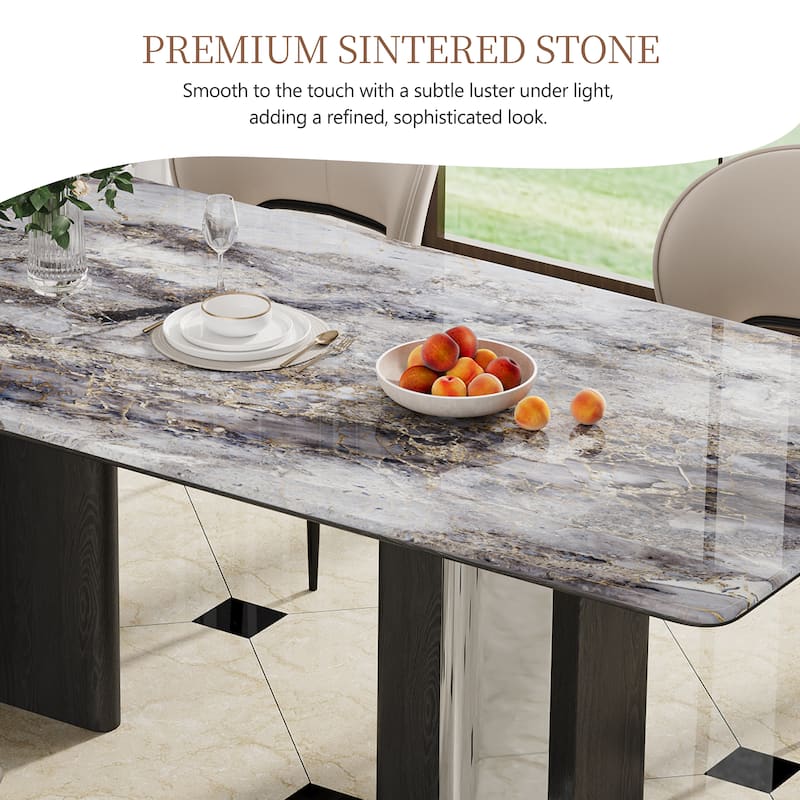 79” Modern Desk – Faux Marble Top & Solid Wood Legs For Office/study