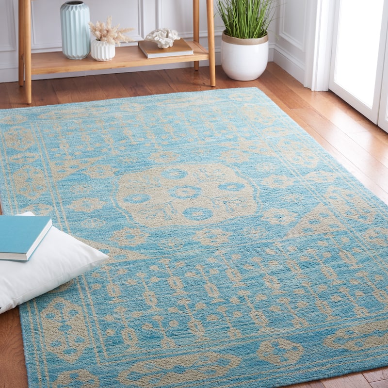 SAFAVIEH Hand-knotted Kenya Ma'Anit Southwestern Tribal Wool Rug - 6' x 9' - Blue