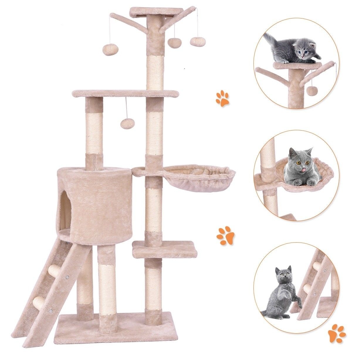 Gymax 56'' Cat Tree Kitten Pet Play House Furniture Condo Scratching