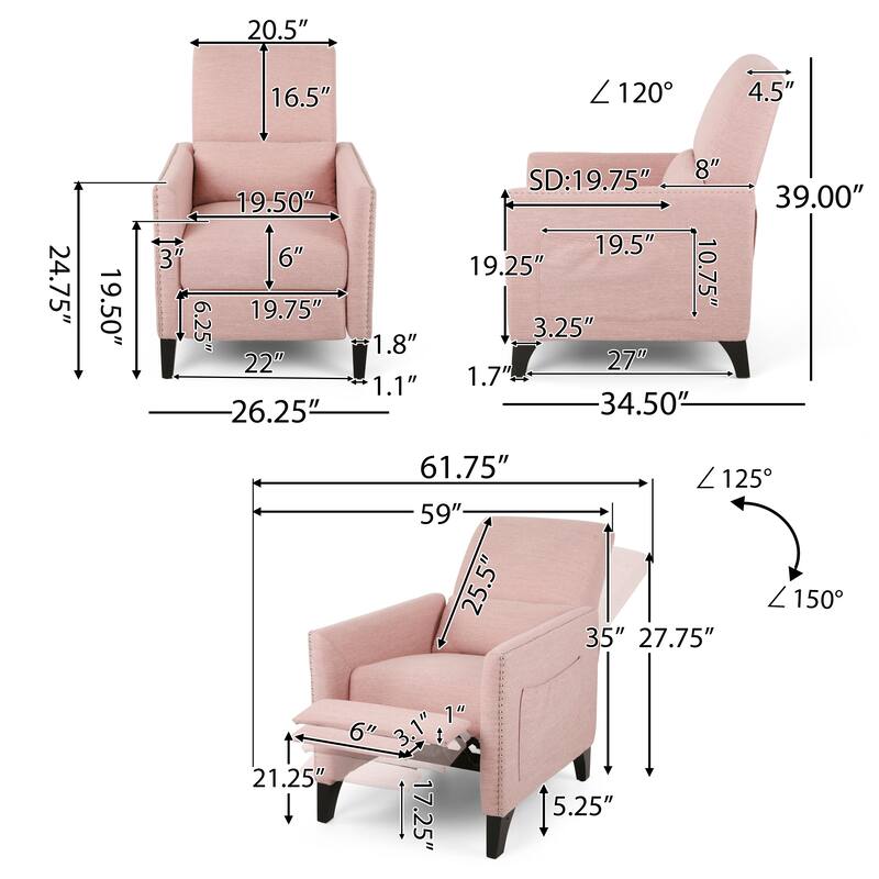 Alscot Contemporary Fabric Push Back Recliner by Christopher Knight Home