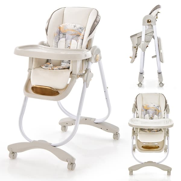 slide 2 of 21, Babyjoy Baby High Chair with Wheel Folding Baby Dining Chair - See Details Grey