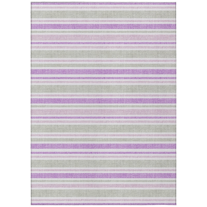 Machine Washable Indoor/ Outdoor Thin Cabana Stripe Chantille Rug
