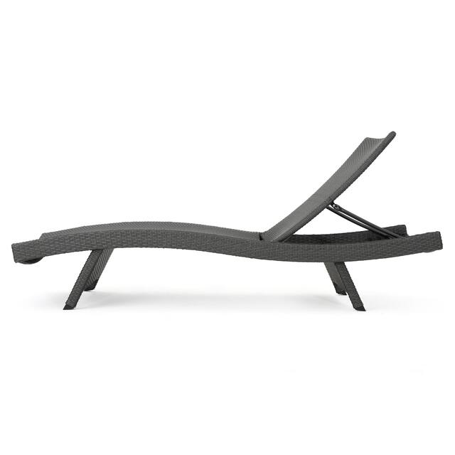 Salem Outdoor Grey Wicker Chaise Lounge Chair by Christopher Knight Home