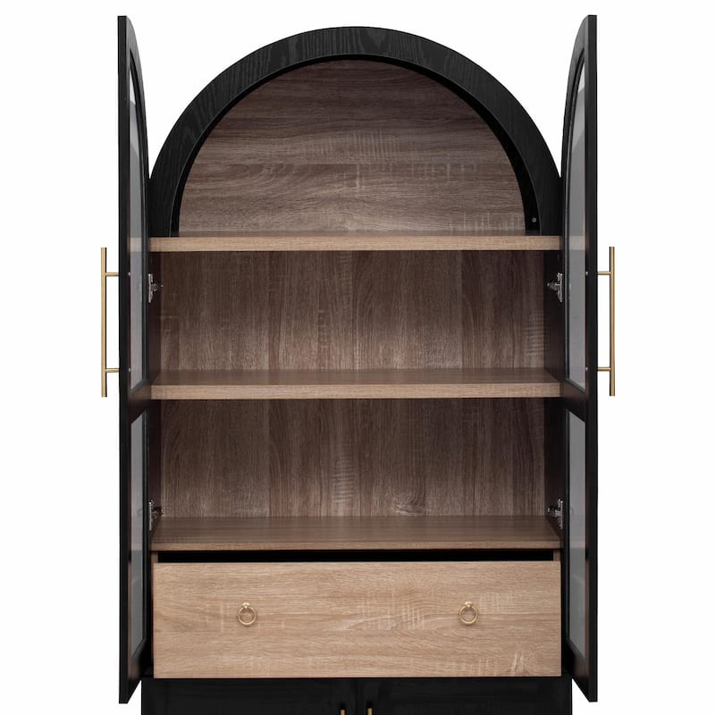 71" Tall Arched Kitchen Pantry Cabinet with Door Shelves