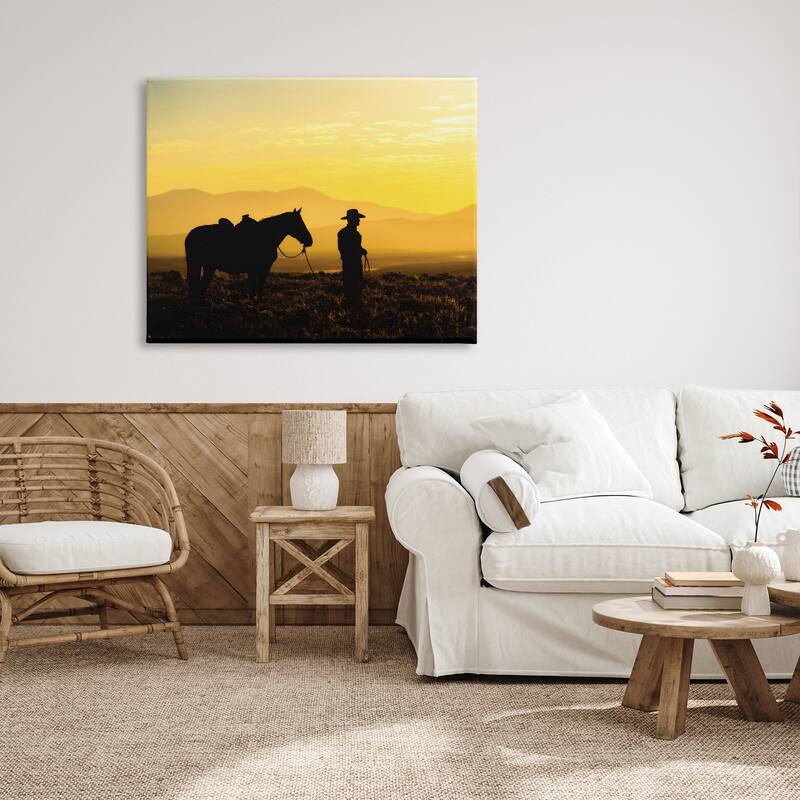 Stupell Cowboy Sunset Landscape Canvas Wall Art Design by PBurchettePhoto