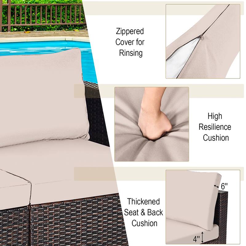 Costway 4PCS Patio Rattan Corner Sofa Sectional Furniture Set - See Details