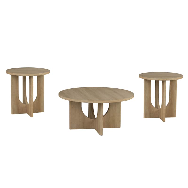 Furniture of America Zephyra Modern Wood 3-Piece Round Coffee Table Set