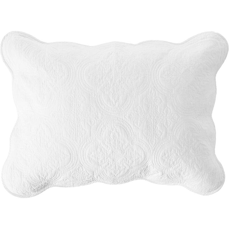 Blantyre Scalloped Edge White Cotton 3-piece Oversized Quilt Bedding Set