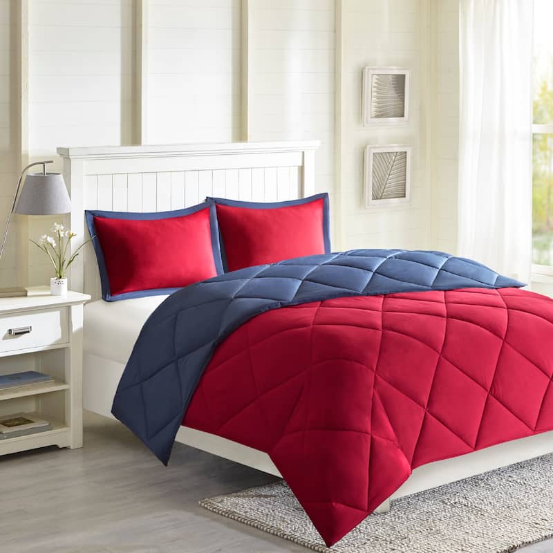 Madison Park Essentials Windsor 3M Scotchgard Diamond Quilting Reversible Down Alternative Comforter Set