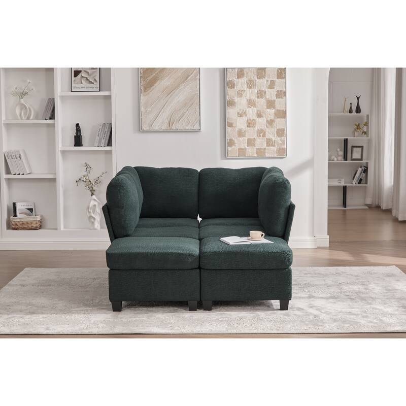 GDFStudio - Modular Polyester 6-Seat 113.39" Sectional with Storage Ottoman