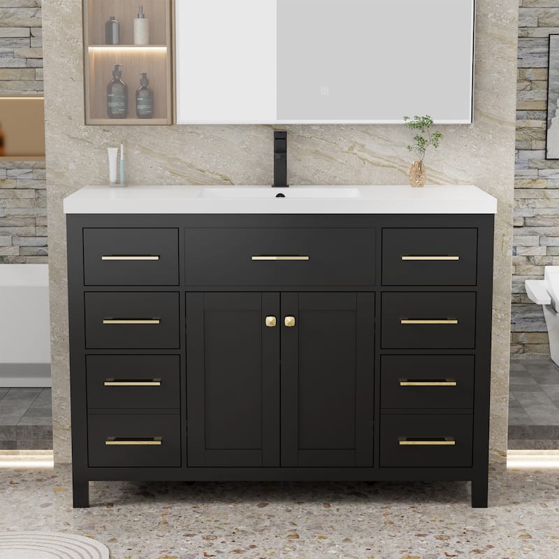 Modern Bathroom Vanity with Sink & Faucet Storage Cabinet Set