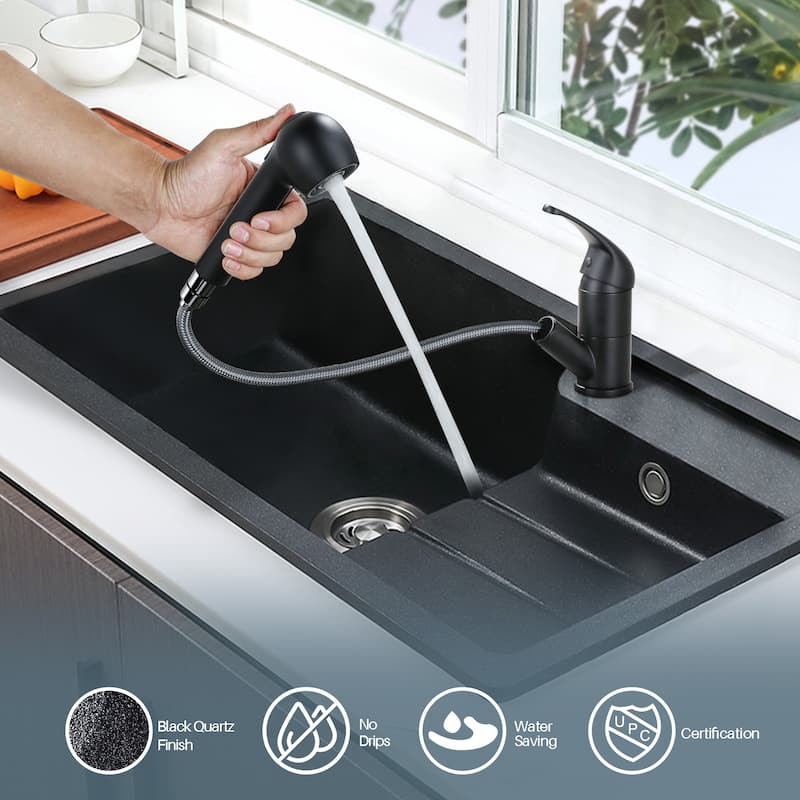 WOWOW Modern Single Handle Pull Down Kitchen Faucet