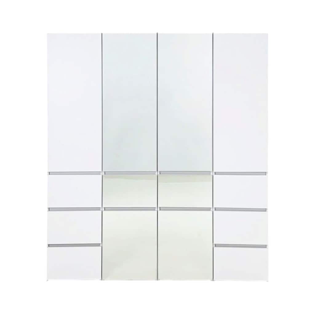 Ely Closet Cabinet Set, 2 Mirror Doors, 8 Drawers, 71 Inch, White Wood