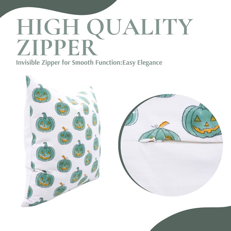 Fabdivine Handmade Block Print Cotton Green Pillow Cover, Pumpkin