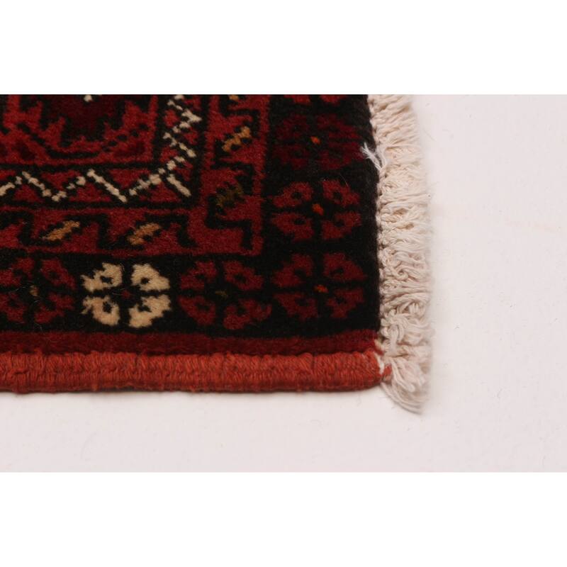 ECARPETGALLERY Hand-knotted Baluch Red Wool Rug - 2'6 x 9'6