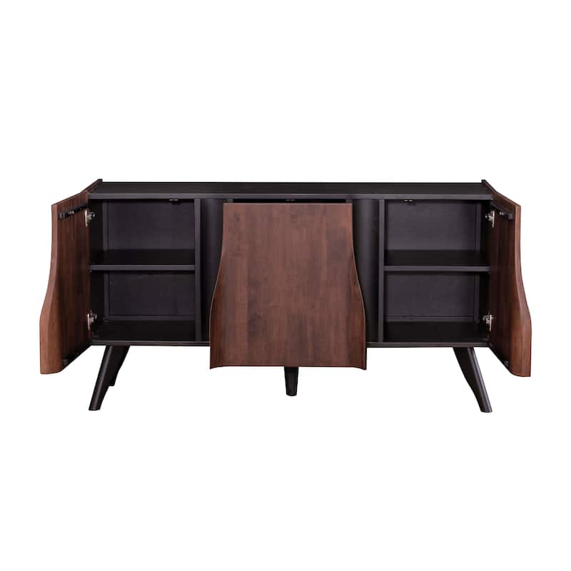 Furniture of America Abigail XI Mid-Century Modern Walnut Solid Wood 62-inch Dining Server with Drawer and Shelves