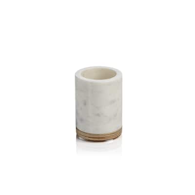 Verdi Marble & Balsa Wood Tumbler - White