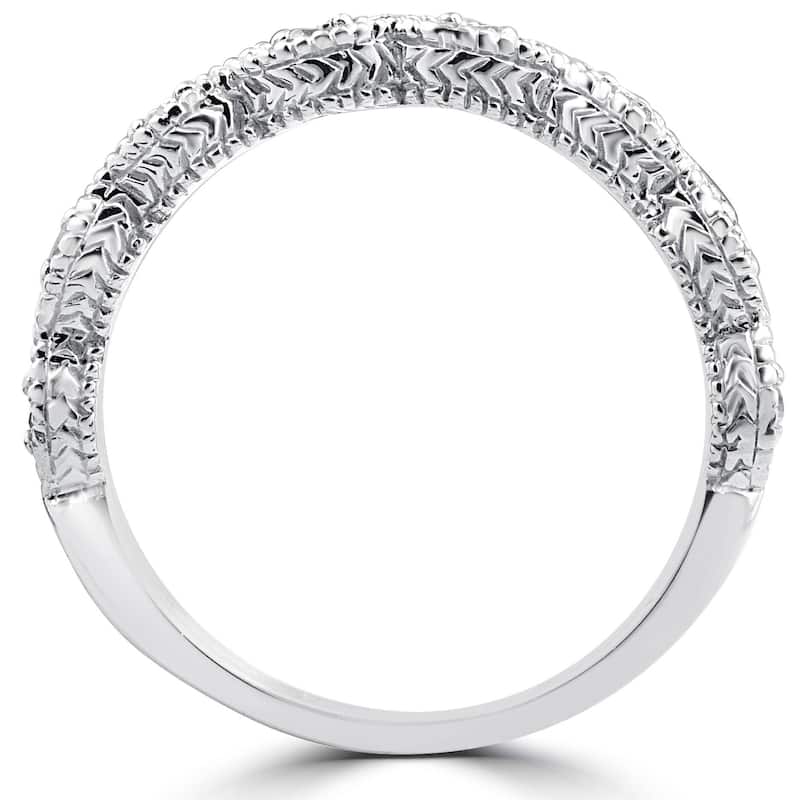 1/10 Ct Lab Grown Diamond Wedding Ring Vintage White Gold