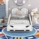 preview thumbnail 1 of 10, Twin Race Car-Shaped Bed with Wheels, White White