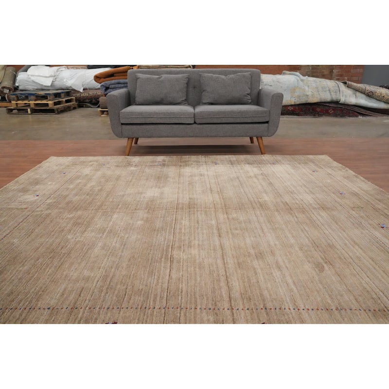 Hand Knotted Oriental 100% Wool Carpet Tribal Animal Pictorial Brown Gabbeh Area Rug - 8' 11'' X 8' 11''