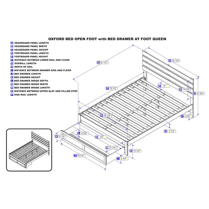Bed with Storage & USB Charger - Modern Design, No Box Spring Needed - White