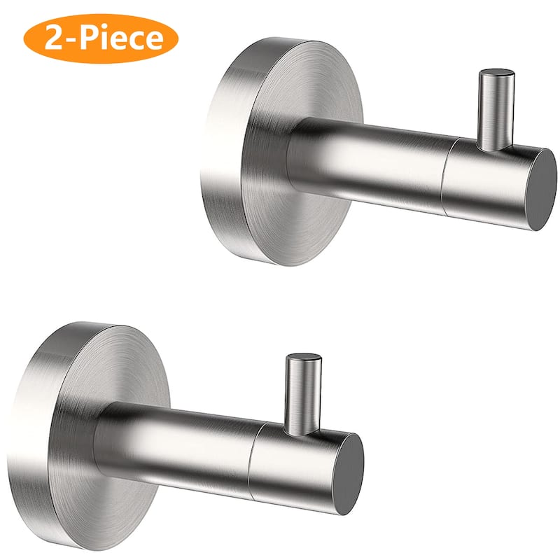 Bath 2 Pack Knob-Hook Towel Hook Robe Hook - Silver