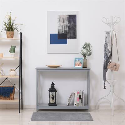 2-Tier Console Table,Sofa Side Table with Storage Shelf,X Design
