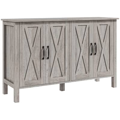 47" Sideboard with 4 Barn Doors and 2 Adjustable Shelves,Buffet Cabinet