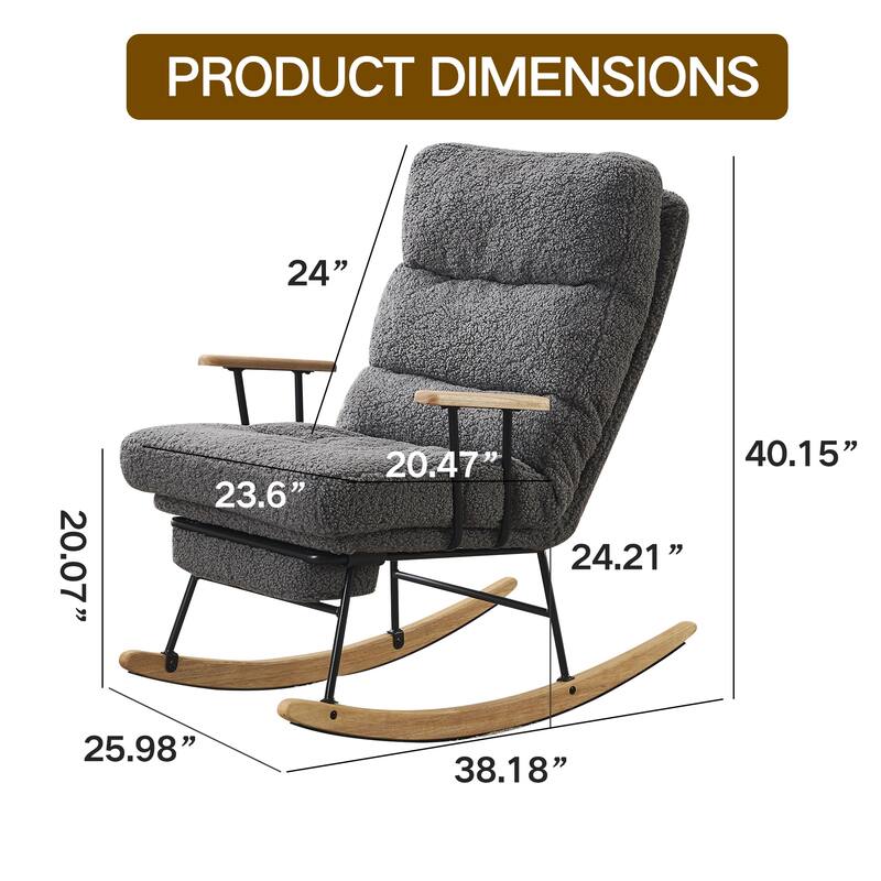 Chichoice Modern Accent Rocking Chair with Footrest, Nursery Glider Rocker with Side Pocket