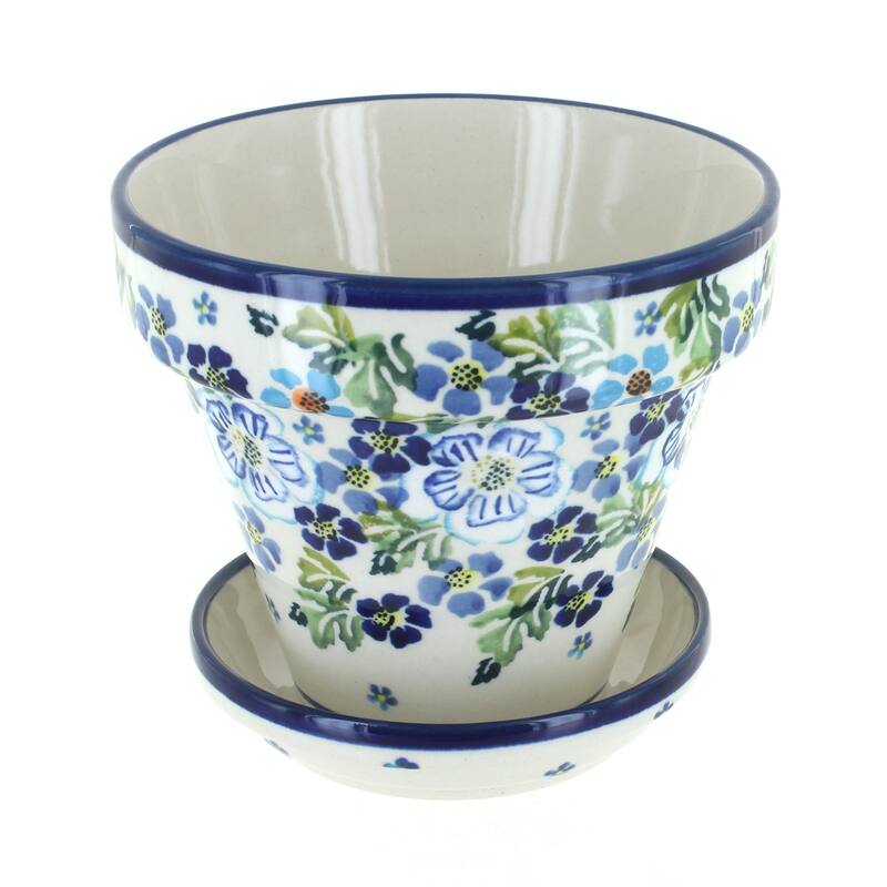 Blue Rose Polish Pottery 890-893 Zaklady Small Flower Pot - Vintage Violet