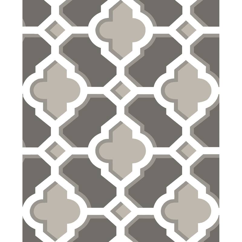 A-Street Prints Lido Grey Quatrefoil Wallpaper