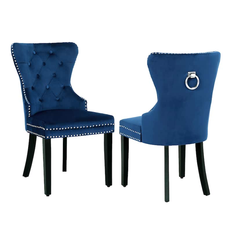 Grandview Tufted Upholstered Dining Chair (Set of 2) with Nailhead Trim and Ring Pull