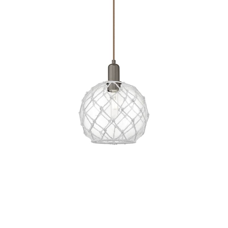 Innovations Lighting 716-1P-13-10 Farmhouse Rope Pendant Farmhouse - Oil Rubbed Bronze / Clear Glass with White Rope