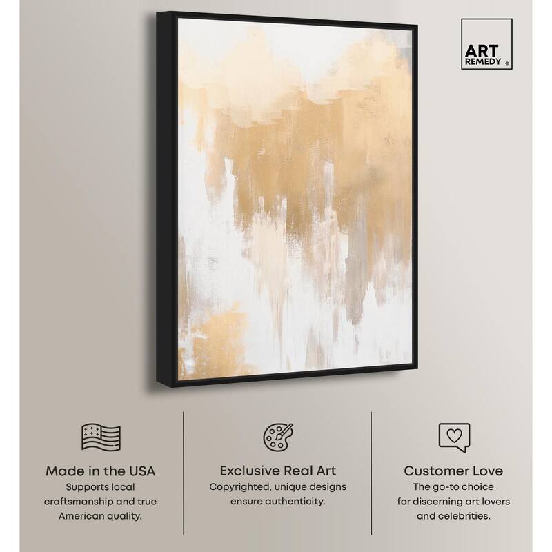 Soft Grey Glam Gold Canvas by Art Remedy