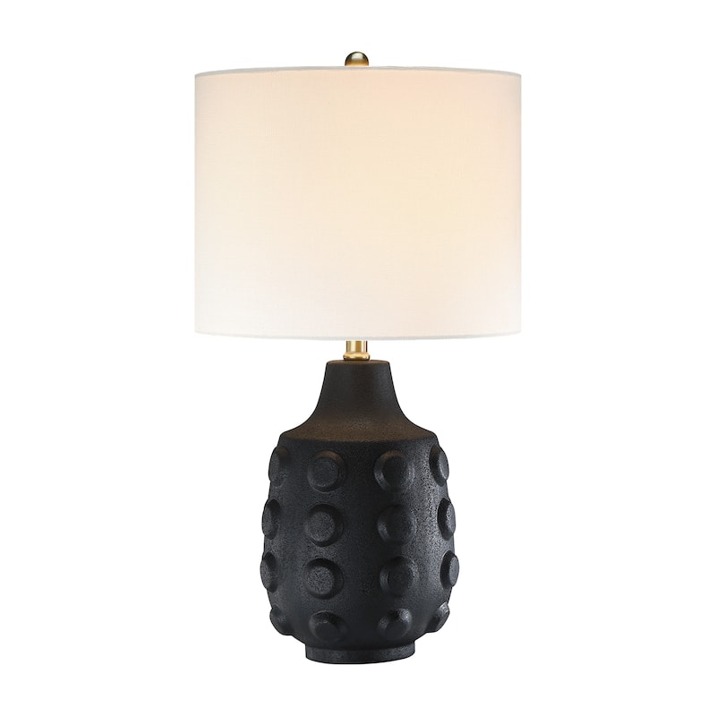 3-Way Ceramic Table Lamp with White Drum Shade - 23.5 in. H