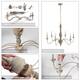 The Gray Barn Farmhouse 6-Light 29.5" Distressed Wood Curve Arm French Country Chandelier
