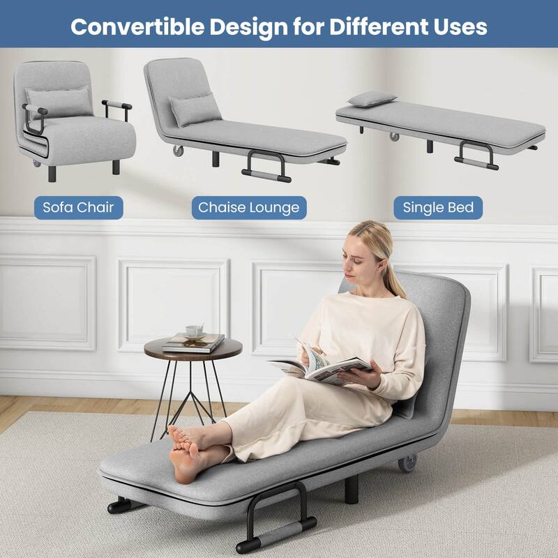 Costway 3-in-1 Convertible Sofa Bed with 5-Position Adjustable
