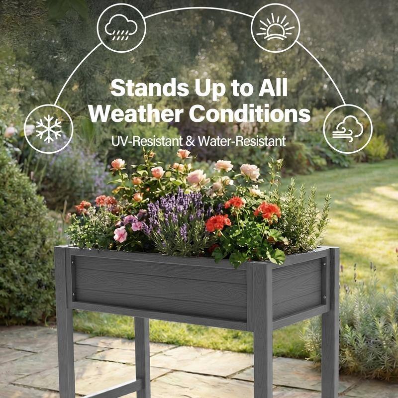 WINSOON All Weather HIPS Raised Garden Bed with Drainage Holes