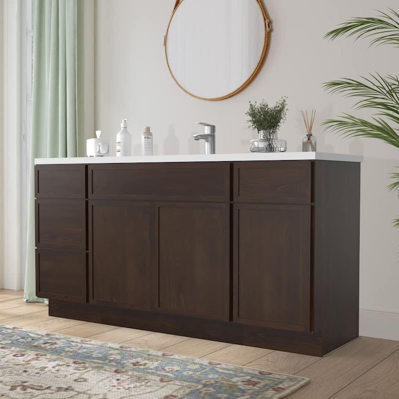 Vanity Art 63" Birch Freestanding Bathroom Vanity Cabinet without Top