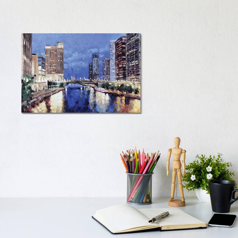 iCanvas "Chicago River" by Roger Disney Canvas Print - 8x12x0.75