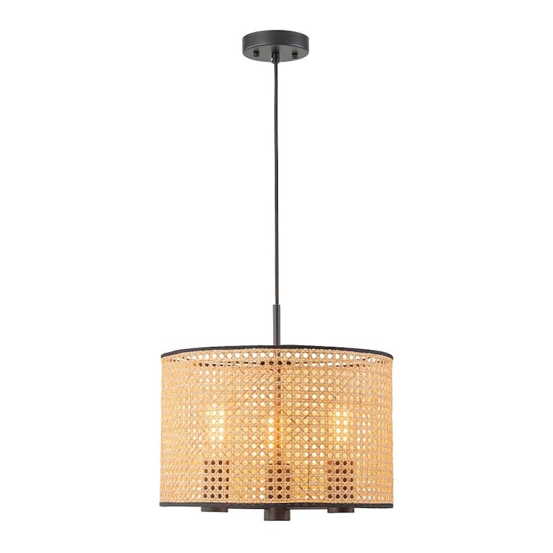 Vintage Natural Handmade Rattan Drum Pendant