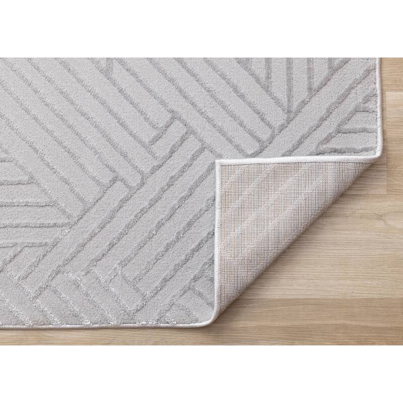 Ellie Collection - High-Low Textured Soft Polyester Grey Area Rug