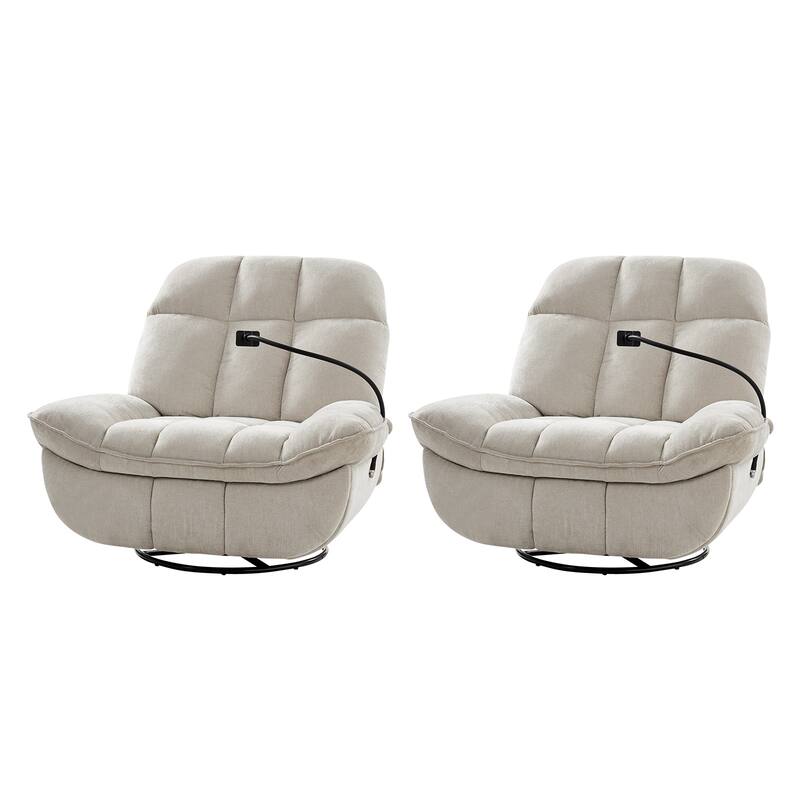 Alina Modern Manual Recliner with A Phone Holder(Set of 2) by HULALA HOME