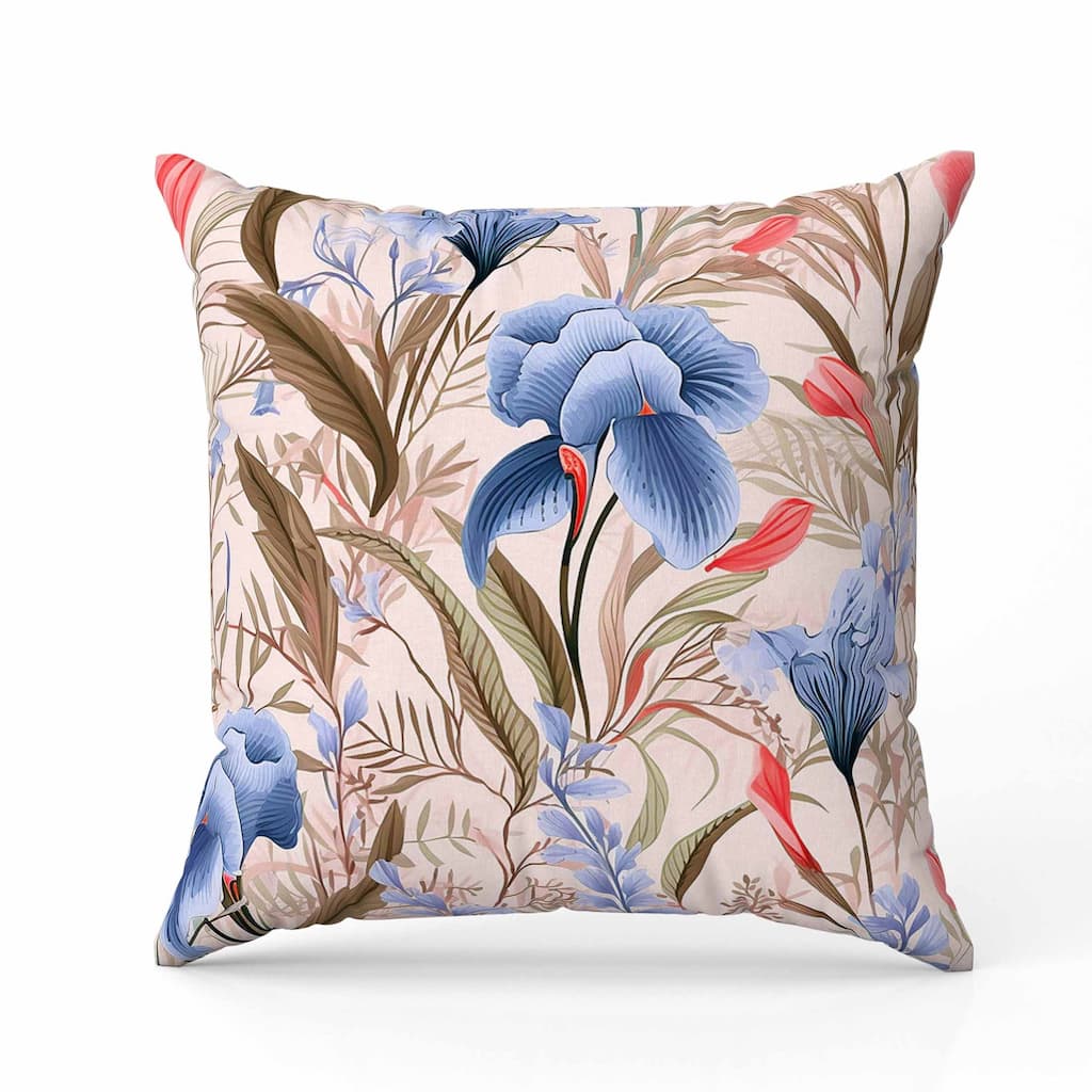 Breezy Buds Indoor/Outdoor Reversible Throw Pillow Pink and Blue