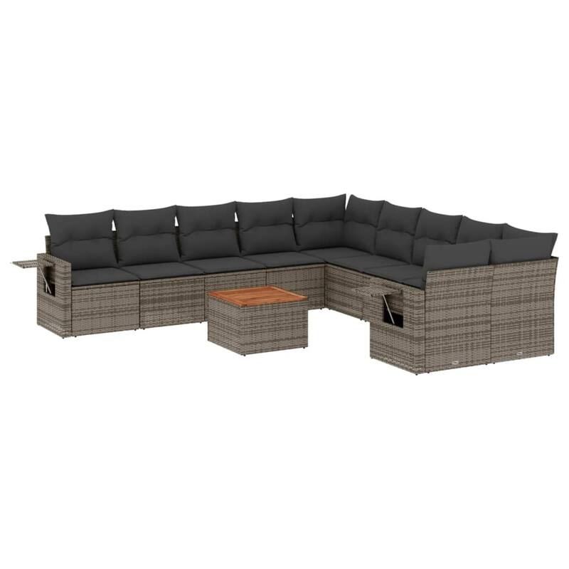 vidaXL Garden Sofa Set with Cushions Outdoor Sofa Set Corner Seat Poly Rattan