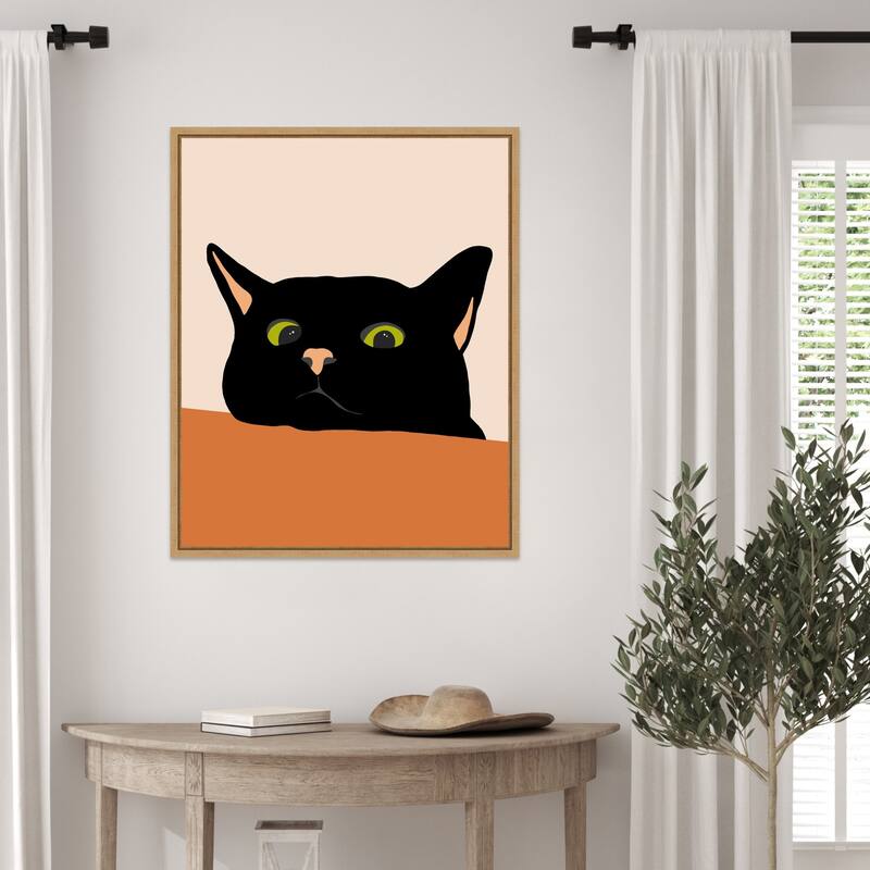 The Curious Cat by Uma Gokhale Framed Canvas Wall Art Print