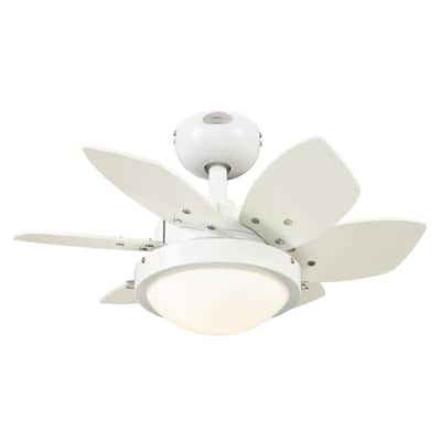 Westinghouse Lighting Quince 24-Inch 6-Blade Indoor Ceiling Fan with Dimmable LED Light Fixture and Opal Frosted Glass
