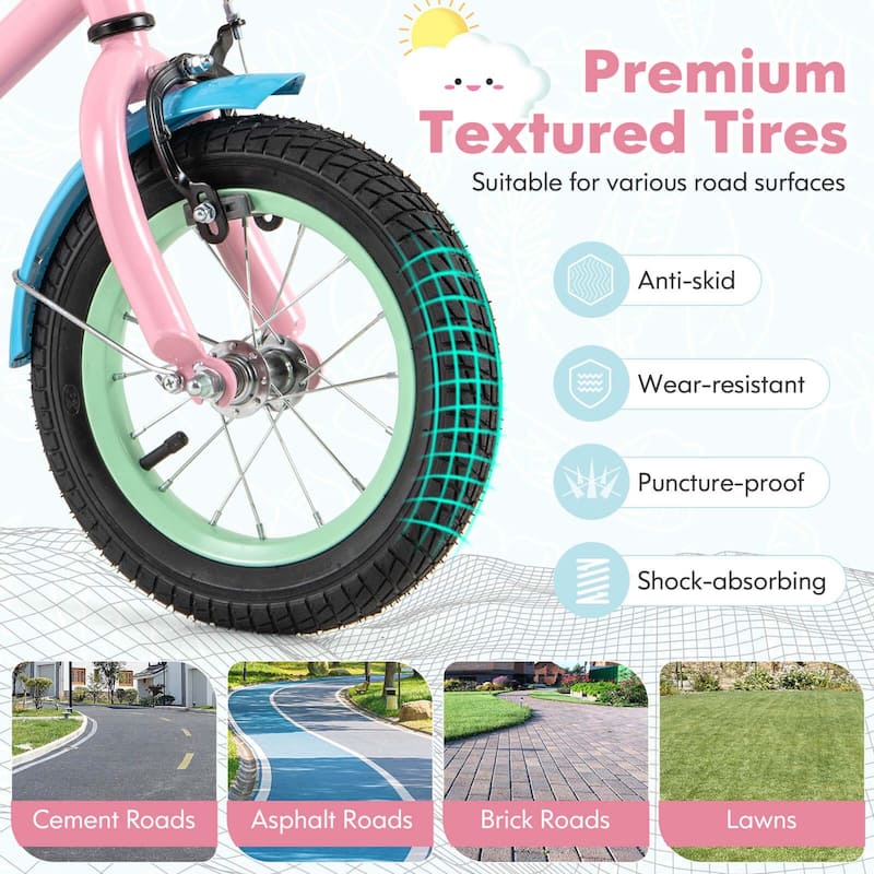 Costway 12" Kids Bike with Adjustable Saddle Handlebar Removable - See Details