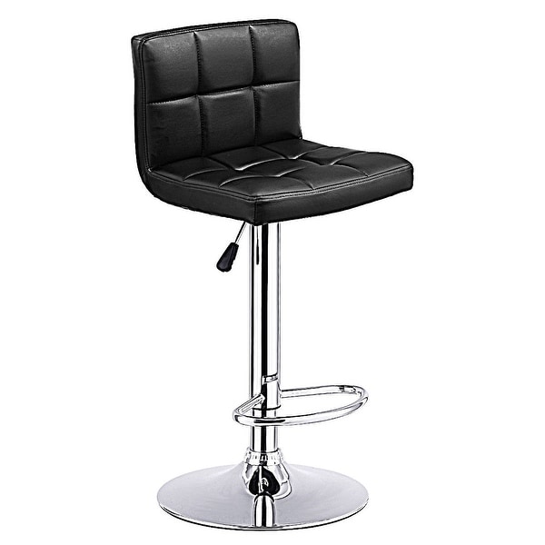 Costway 1 PC Bar Stool Swivel Adjustable PU Leather Barstools Bistro Pub Chair Black